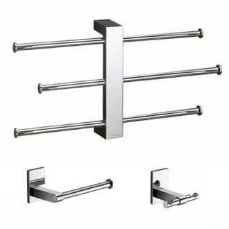 Wall Mounted 3 pc Set With Adjustable Towel Rack Gedy BR226